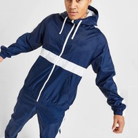 Conjunto de ropa deportiva con cremallera completa personalizada para hombre, chándal cortavientos transpirable ligero para exteriores de calidad superior, diseño OEM impreso