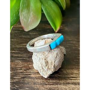 Anillo Allen Tolino para Hombre, Modelo Cobblestone, con Turquesa Sleeping Beauty y Plata de Ley, Piedra Natural Tallada, Talla 5.75, para Uso Diario - Product Image 3