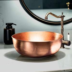 Lavabos de cobre de alta resistencia diseñados para complejos turísticos con elegantes tazones de metal que realzan el decoración interior de los entornos. - Product Image 6