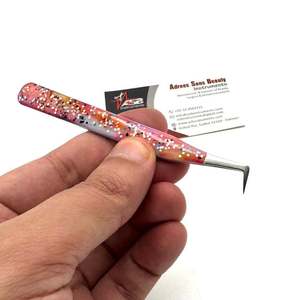 90 Degree Slim Boot <b>Tweezers</b> With Glitter Stainless Steel Customised Logo Printing Eyelash Extension <b>Tweezer</b> - Product Image 2