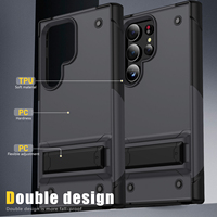 Coque de protection robuste antichoc en TPU+PC avec béquille invisible pour S24 Ultra/S23 FE/S22, protection contre les chutes
