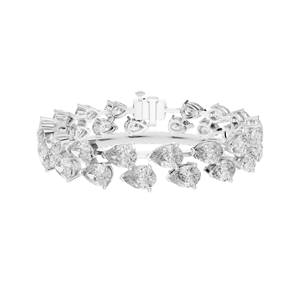 Bracelet tennis double rangée en diamants de laboratoire 26,52 CT, taille poire et taille ronde, or 10KT, 14KT, 18KT et argent 925, rose, jaune, blanc - Product Image 2