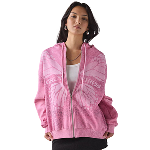 Sweat à capuche personnalisé pour femme, léger, à fermeture éclair sur le devant, logo, 100% coton, écologique, séchage rapide, poches, manches longues - Product Image 2