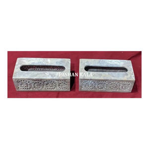 Forme rectangulaire beau produit super fabuleux personnaliser la conception à la main boîte à mouchoirs en stéatite naturelle avec pièce maîtresse pour la maison - Product Image 1