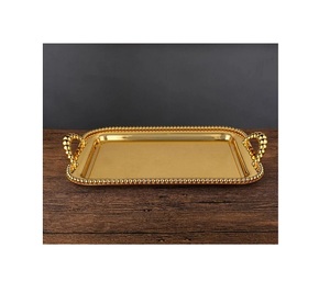 <b>Gold</b> Shiny Polished Brass Classical Design <b>Serving</b> <b>Trays</b> From India - Product Image 1