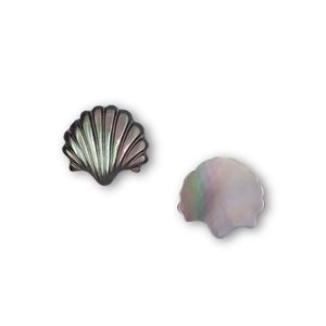 Composants de bijoux en nacre noire sculptée en forme de coquillage marin - Product Image 1