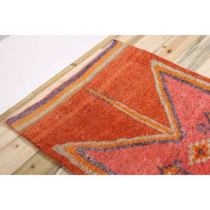 Alfombra Vintage, Alfombra Turca de 3x12.6 pies, Alfombra de Lana Geométrica Naranja y Rosa - Product Image 5