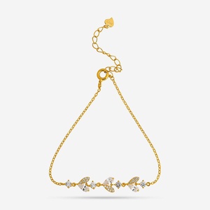 14k Gold Rhodium Plated Flower Charm Bracelet for Women-Gift Idea - Product Image 1