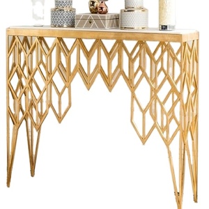 Mesa de muebles de Metal con tapa de mármol para el hogar, mesa de Color dorado para decoración de Hotel y sala de estar, muebles rectangulares, mesas laterales - Product Image 1