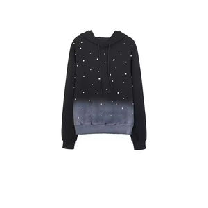 Ensemble de survêtement deux pièces pour homme, hiver, uni, épais, à capuche, imprimé, avec strass et pantalon de survêtement - Product Image 3