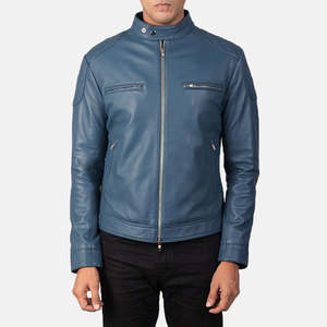 Gatsby Genuine <b>Sheepskin</b> Leather Biker <b>Jacket</b> Vintage Reversible Zippered Water-Proof XS Size for Autumn Season - Product Image 3