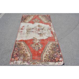 Tapis Turc Style Kilim Vintage, Rectangle 36x68 pieds, 10mm d'épaisseur, Laine, Latex, Patchwork Rouge Beige, pour Entrée, Couloir - Product Image 1