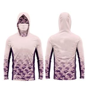 Wholesale Upf50 Uv protection Camo Hooded Fishing <b>Shirt</b> Polyester Quick Dry <b>Mens</b> Fishing Hoodie With Neck Gaiter - Product Image 3
