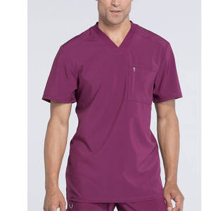 Uniformes de Hospital antiretráctiles para hombre, ropa blanca de alta calidad, de manga corta, fácil de mover, con cuello en V - Product Image 3