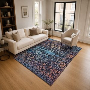 พรมเชนิลล์ลายโบฮีเมียนเปอร์เซียสีเทาชาร์โคล รุ่น LXDP-0197 จาก RUGS DEPOT สำหรับขายส่ง ซักเครื่องได้ ไม่ลื่น - Product Image 2