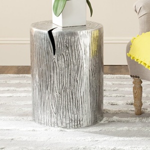 Direct Factory's Modern Customised Antique Finish Aluminium Drum Type Stool <strong>Table</strong> Silvered Accents <strong>Fancy</strong> Roots Entry Bedroom - Product Image 2