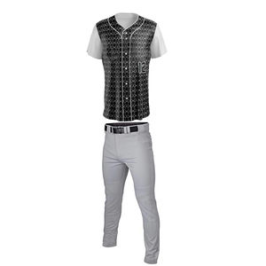 Tenues de baseball/softball respirantes en Spandex/Polyester fabriquées au Pakistan, ensemble maillot et pantalon personnalisé pour homme avec impression par transfert thermique - Product Image 1