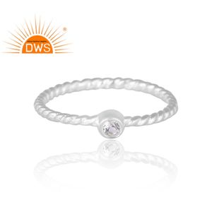 Anillo de Plata de Ley 925 con Topacio Blanco Natural, Diseño Exclusivo, Proveedor de Joyería Personalizada para Mujer, Regalo para Ella, Proveedor de Joyería India - Product Image 3