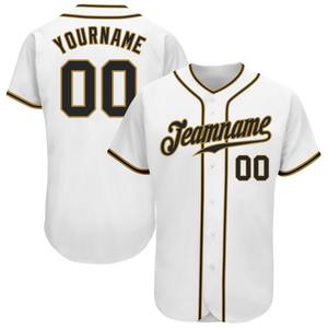 Ropa de equipo personalizada más vendida Camiseta de béisbol auténtica en blanco negro-dorado antiguo personalizada - Product Image 1