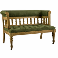 Canapé-banc Chesterfield en bois massif de style mid-century modern |   Canapé deux places en cuir velours |   Entrée Appartement Villa Hôtel Intérieur