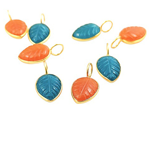 Appatite Cuarzo Forma de hoja Colgante Tallado a mano Piedra preciosa natural 925 Plata de ley Chapado en oro 10x14mm Certificado por terceros - Product Image 6