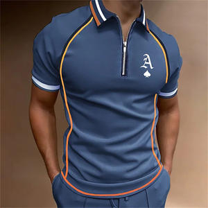 Nueva llegada personalizada algodón poliéster hombres camisetas impresas manga corta cremallera Polo camisa - Product Image 1