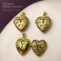 Pendentifs médaillons en forme de cœur dorés, gravures florales personnalisées d'inspiration vintage pour la fabrication de bijoux
