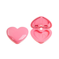 Palette de maquillage vide en plastique en forme de cœur avec miroir, emballage cosmétique vide pour fards à paupières et blush, supporte la personnalisation du logo OEM ODM