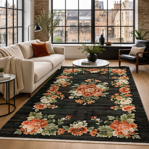 Netline Home Moonlit Heritage Dark Grey Washable <b>Rug</b> - Product Image 1