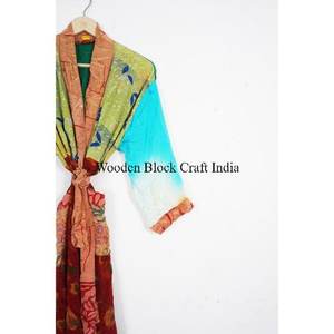 Women's Elegant Bohemian Japanese <b>Lounge</b> <b>Dress</b> Silk Kimono Festival Robe Nonwoven Floral Pattern Drawstring Closure Long Sleeves - Product Image 3