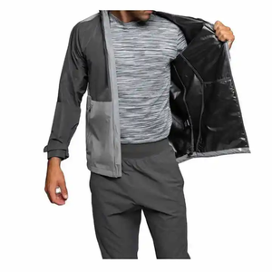 Veste coupe-vent personnalisée avec fermeture éclair pour hommes, coupe-vent de sport imperméable léger d'entraînement pour hommes - Product Image 3