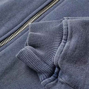Sweats à capuche délavés à la pierre avec fermeture éclair style hiver sweat à capuche en coton épais pour hommes - Product Image 5