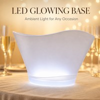 Seau à glace en plastique LED 12L avec base lumineuse, refroidisseur de champagne étanche en PP pour restaurant, bar, fête, OEM, ODM, vente en gros