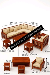 Ensemble de canapé d'angle convertible en bois de luxe en forme de L avec canapé-lit pour salon - Product Image 3