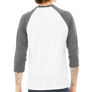 Bella Canvas 100% algodón mezclado 3/4-Camiseta de béisbol de manga extragrande con cuello redondo secado rápido transpirable ligero para verano - Product Image 5