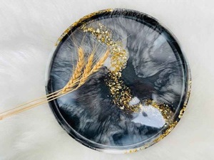 จานเรซิ่นทรงกลมสำหรับเสิร์ฟ จานที่ทนทาน เหมาะสำหรับเป็นของขวัญหรือตกแต่งภายใน - Product Image 6