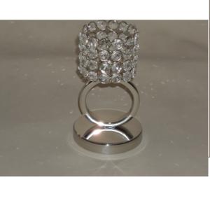 Porte-bougie en métal avec perles de cristal, finition brillante, design élégant, pour mariage, fête, hôtel, restaurant, décoration - Product Image 2