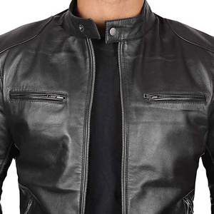 Unisex Arrival Custom Color Coated High Quality Genuine Leather <b>Jacket</b> <b>for</b> <b>Men</b> XL Size Autumn Stand Collar Vintage Style - Product Image 5