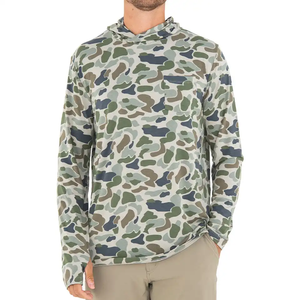 Sweat à capuche pour homme en jersey de pêche 100% polyester, fabrication sur mesure, OEM, commande en gros, protection solaire, évacuation de l'humidité - Product Image 1