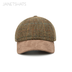 Motif graphique personnalisé Wrong-Me Wool Mix Hoggs Checked Design haut de gamme Casquette de golf de baseball en tweed pour femmes - Product Image 2
