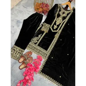 Ensemble haut et dupatta palazzo brodé pour femmes de marque - Product Image 3