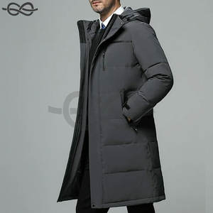 Abrigos de invierno informales para hombre, chaqueta acolchada larga con capucha y cremallera completa, ropa de abrigo cálida a prueba de viento para clima frío, Material de tela - Product Image 6