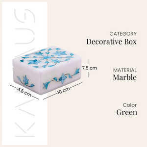 Boîte à bijoux en marbre multicolore artisanale et durable, dimensions 10x4.5x7.5cm, pour le rangement des bijoux - Product Image 3