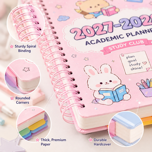 LABON <span class=keywords><strong>Agenda</strong></span> Scolaire Kawaii Personnalisé 2027 2028 A5 B5 Spirale Couverture Rigide avec Onglets et Autocollants Organisateur Étudiant OEM ODM - Product Image 2