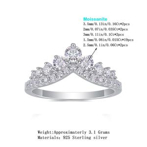 แหวนแต่งงานหรูหรา แหวนมอสซาไนต์ทันสมัย แหวนมงกุฎราชินีสำหรับผู้หญิง แหวนมงกุฎเจ้าหญิง แหวนเงินแท้ 925 - Product Image 6