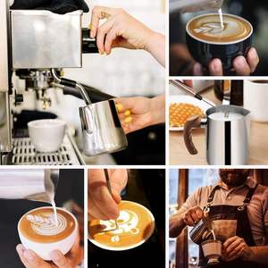 Pichet à mousse de lait en acier inoxydable 304 avec poignée en bois, bec pointu, échelle, carafe à <span class=keywords><strong>café</strong></span> pour latte art, tasse à fondre la cire - Product Image 6