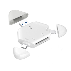 Lettore di Schede SD Esterno Triangolare 3-in-1 USB 3.0 USB-C per Lightning, per Laptop, Telefoni Cellulari, Computer, Supporta TF CF ROHS - Product Image 1