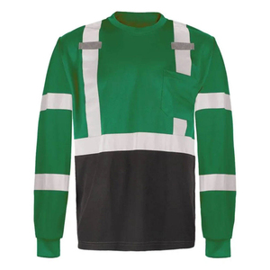 T-shirt de sécurité réfléchissant haute visibilité en polyester 100% personnalisé à manches longues vêtements de sécurité en construction chemise de travail avec logo vente en gros - Product Image 5