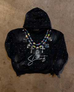 Fabricants de sweats à capuche en gros Logo imprimé personnalisé Streetwear lourd Sweat à capuche zippé en strass pour hommes - Product Image 6