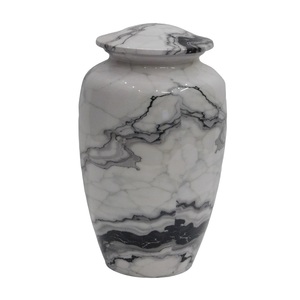 Urnas de cremación para adultos de aluminio clásico, mármol con revestimiento transparente, urnas funerarias de Metal con acabado esmaltado para cenizas humanas - Product Image 4